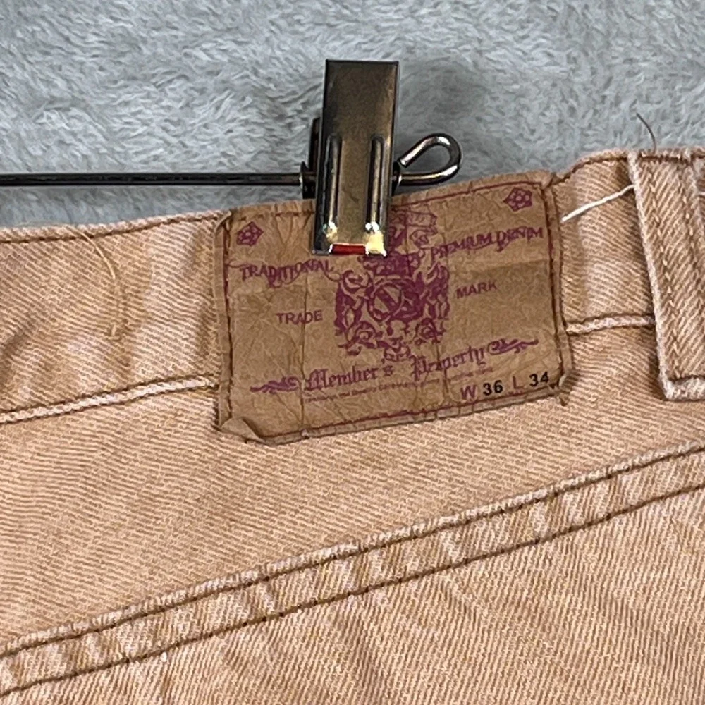 VTG Members Property Mens W36 L34 Jeans Canvas Workwear Carpenter Tan Cotton Y2K